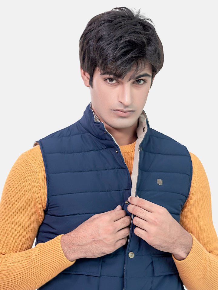 Navy Blue Sleeveless Quilted Gilet Brumano Pakistan