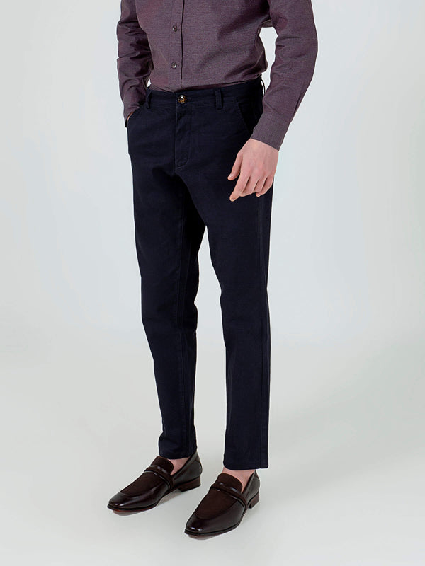 Navy Blue Slimfit Chino With Gurkha Style Buttons Brumano Pakistan