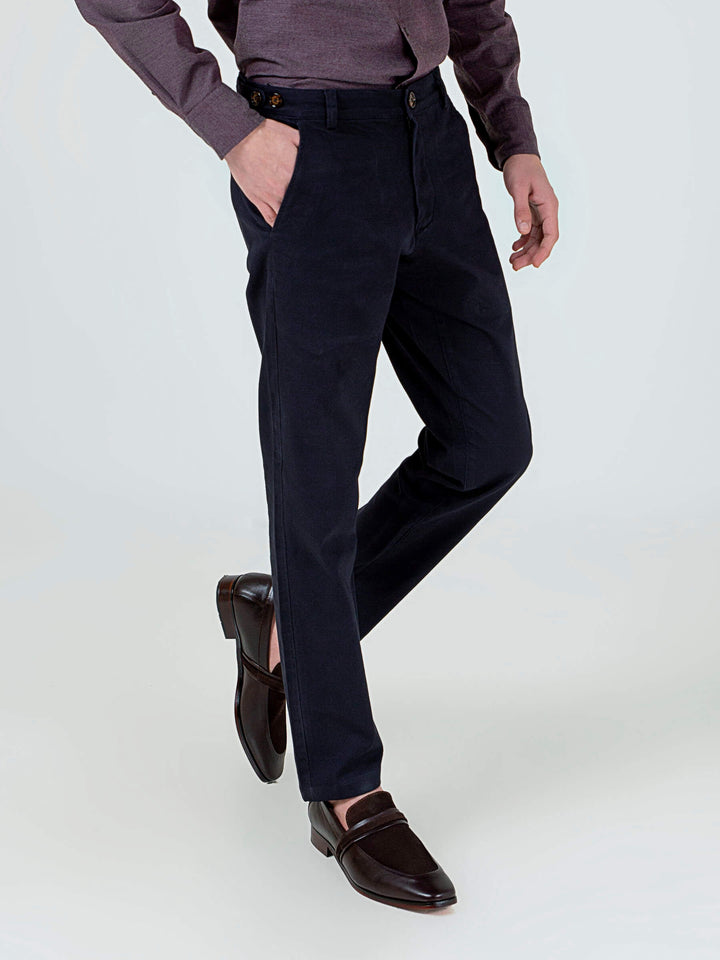 Navy Blue Slimfit Chino With Gurkha Style Buttons Brumano Pakistan