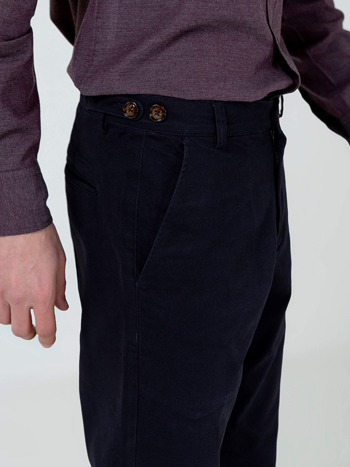 Navy Blue Slimfit Chino With Gurkha Style Buttons Brumano Pakistan