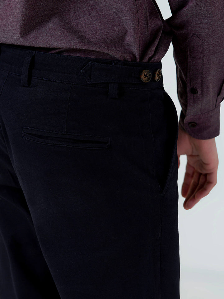 Navy Blue Slimfit Chino With Gurkha Style Buttons Brumano Pakistan