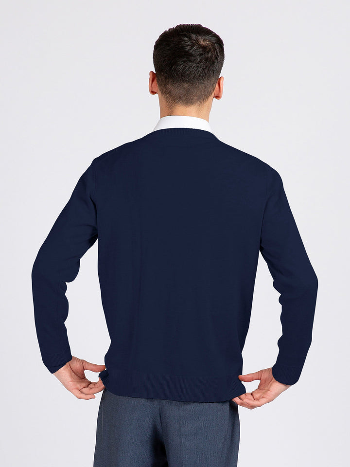 Navy Blue V-Neck Wool Blended Sweater Brumano Pakistan