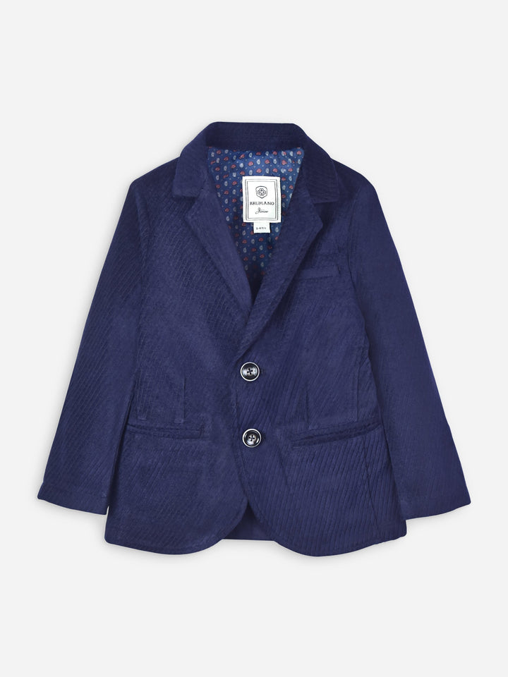 Navy Blue Velvet Striped Kids Blazer Brumano Pakistan