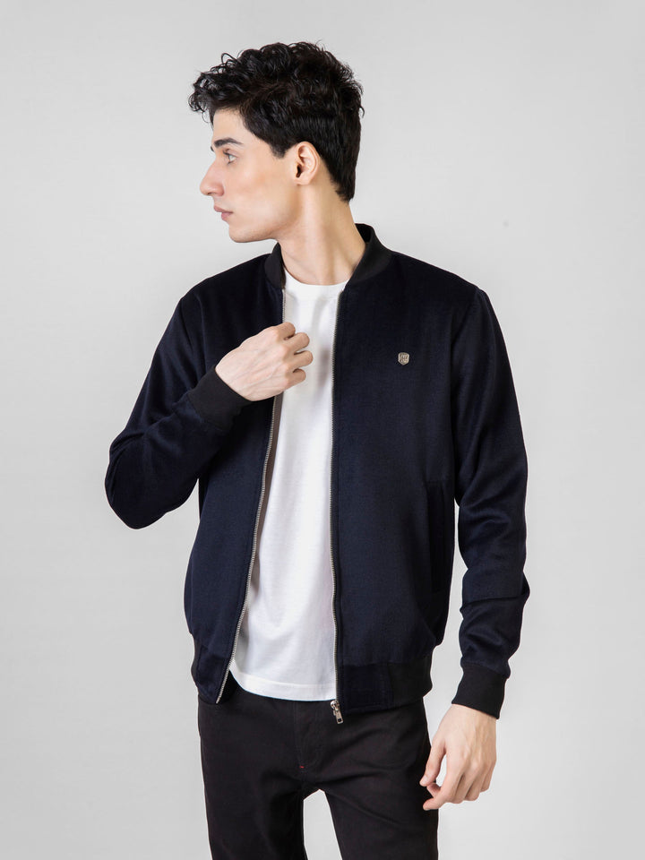 Navy Blue Wool Bomber Jacket Brumano Pakistan