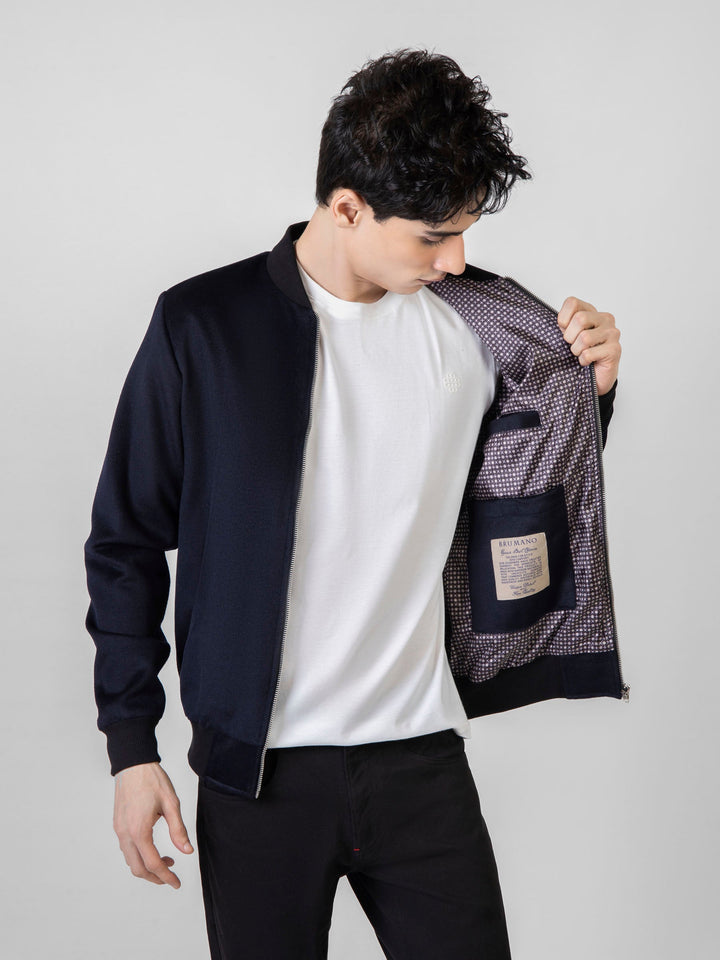 Navy Blue Wool Bomber Jacket Brumano Pakistan