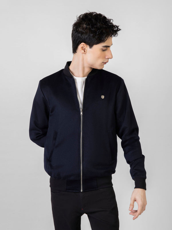 Navy Blue Wool Bomber Jacket Brumano Pakistan