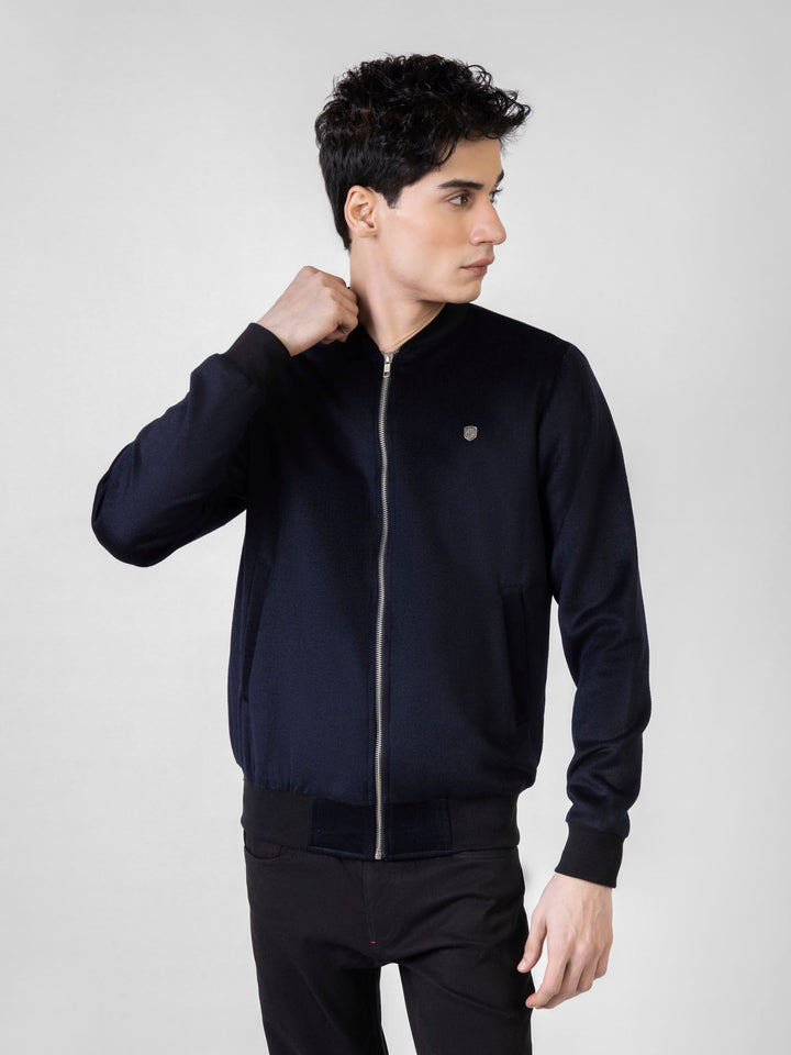 Navy Blue Wool Bomber Jacket Brumano Pakistan