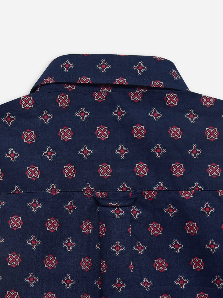 Navy Blue 'Anchor' Printed Half Sleeve Casual Shirt Brumano Pakistan