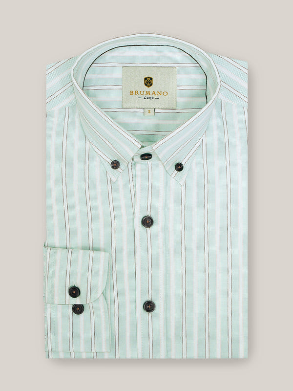 Navy Blue & Green Bold Striped Shirt Brumano Pakistan 