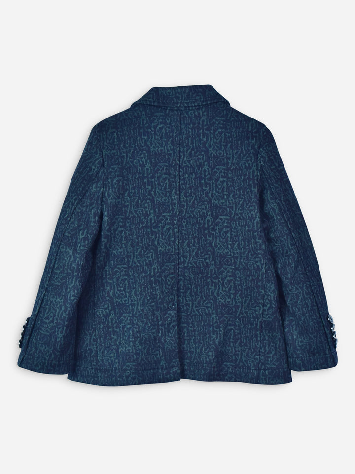 Navy Blue & Green Wool Blended Kids Blazer Brumano Pakistan