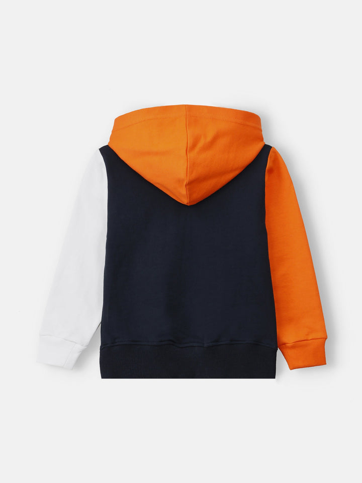 Navy Blue & Orange Sweatshirt With Contrasting Sleeves & Hood Brumano Pakistan