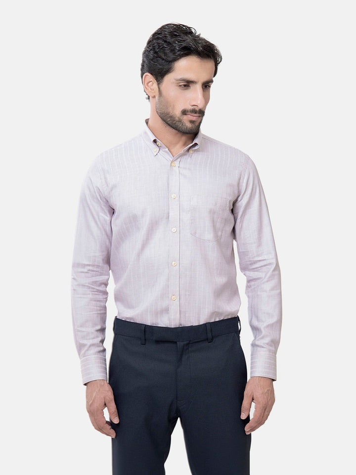 Maroon & White Striped Structured Shirt Brumano Pakistan