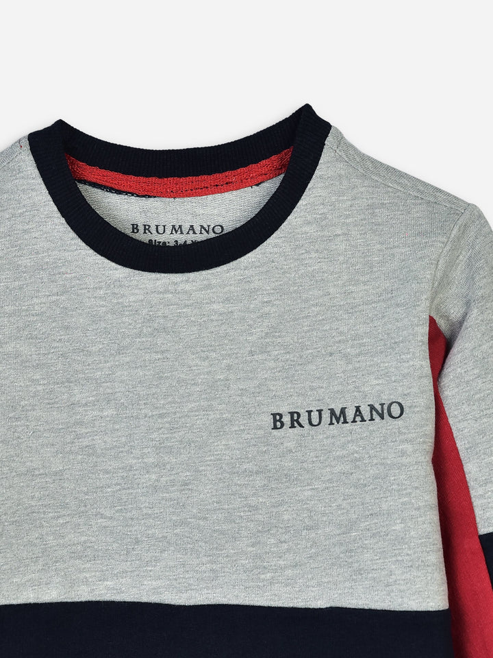 Navy Blue & Red Raglan Sleeves Casual Sweatshirt Brumano Pakistan