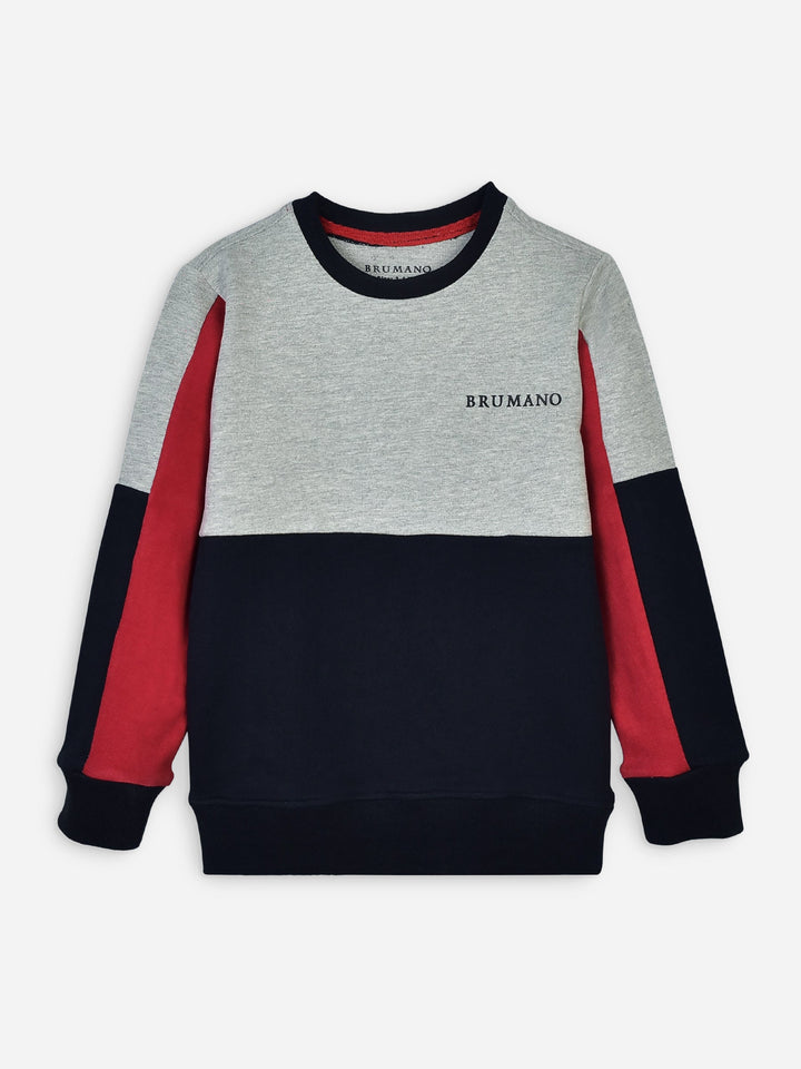 Navy Blue & Red Raglan Sleeves Casual Sweatshirt Brumano Pakistan