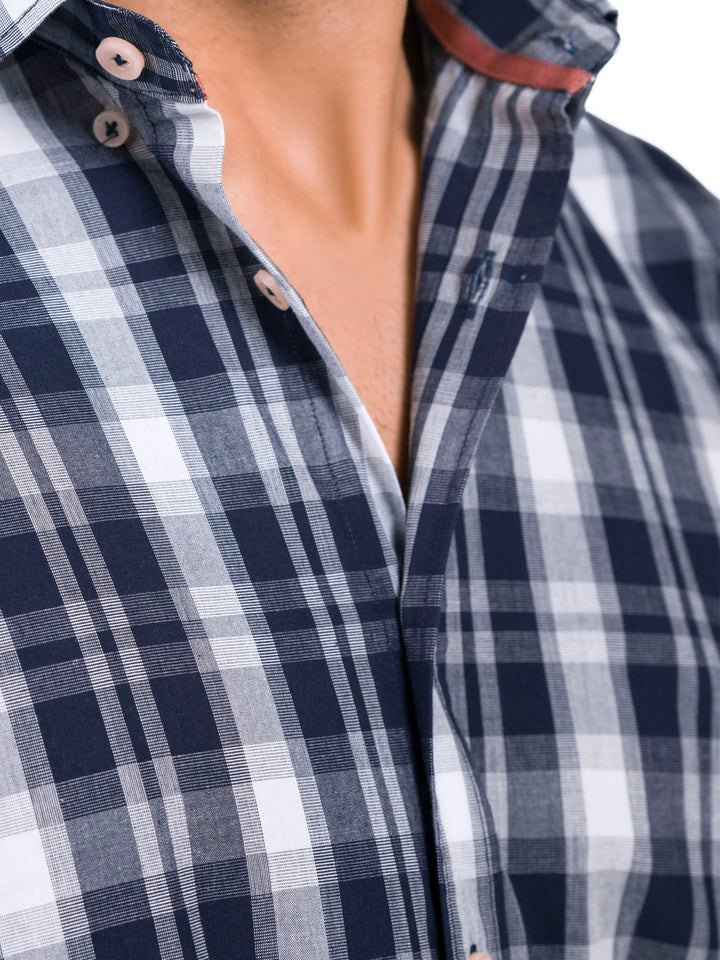 Navy Blue & White Checkered Shirt