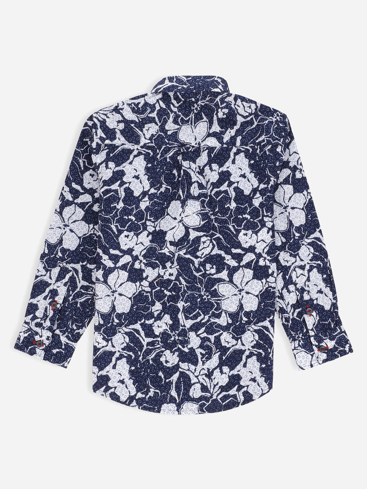 Navy Blue & White Printed Long Sleeve Casual Shirt Brumano Pakistan