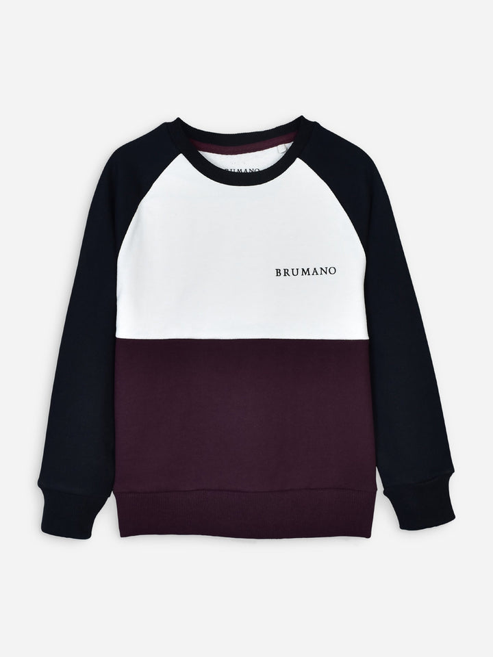 Navy Blue & White Raglan Sleeves Casual Sweatshirt Brumano Pakistan