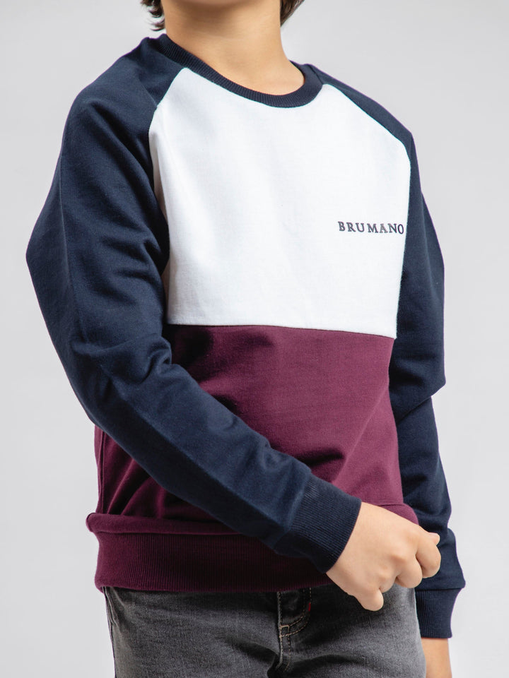 Navy Blue & White Raglan Sleeves Casual Sweatshirt Brumano Pakistan