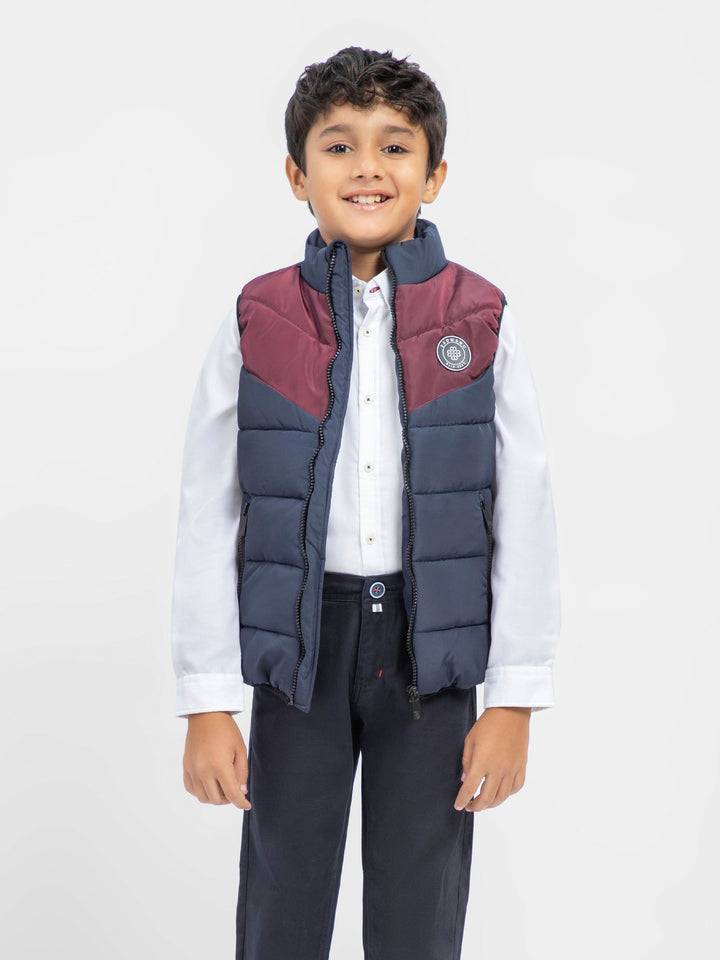 Navy & Burgundy Quilted Sporty Casual Gilet Brumano Pakistan