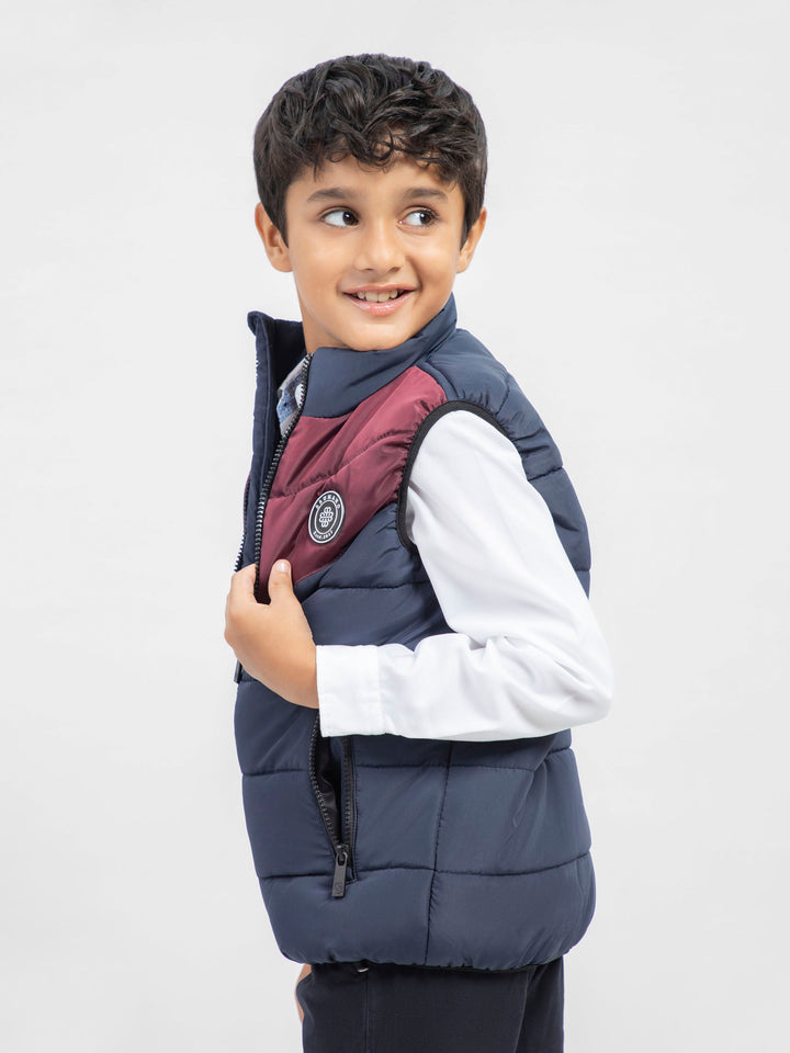 Navy & Burgundy Quilted Sporty Casual Gilet Brumano Pakistan