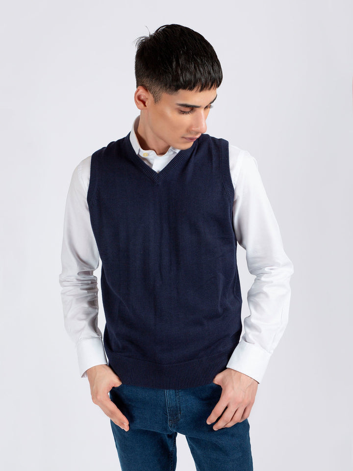 Navy blue Wool Blended Sleeveless Sweater Brumano Pakistan