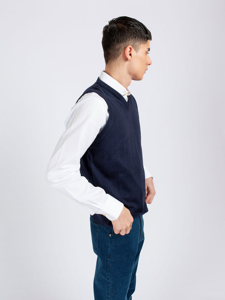 Navy blue Wool Blended Sleeveless Sweater Brumano Pakistan