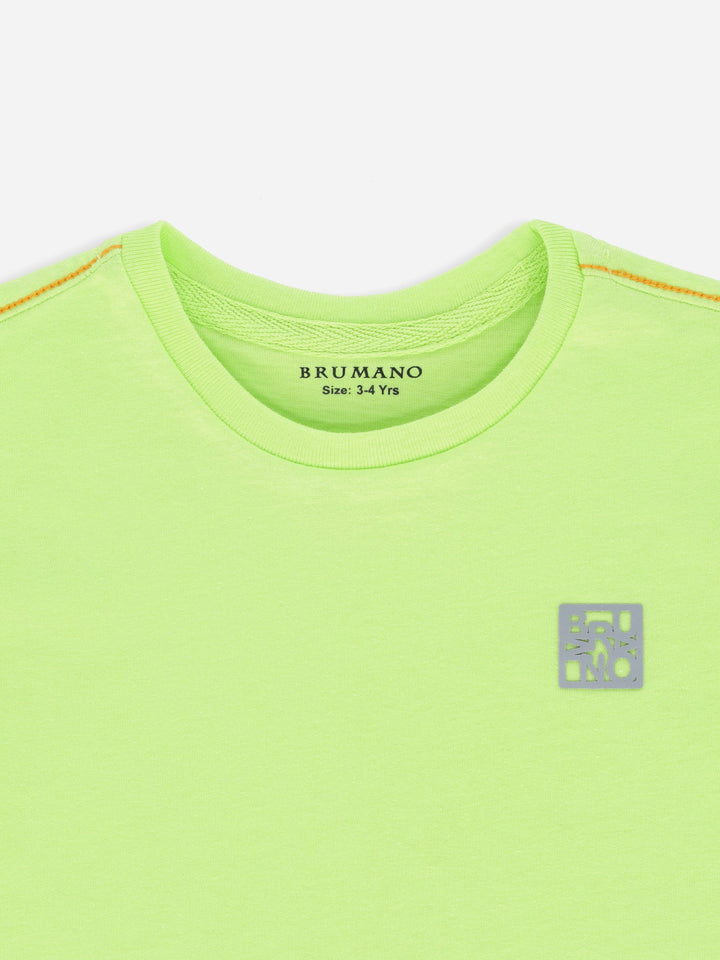 Neon Green Basic Crew Neck Casual T-Shirt Brumano Pakistan