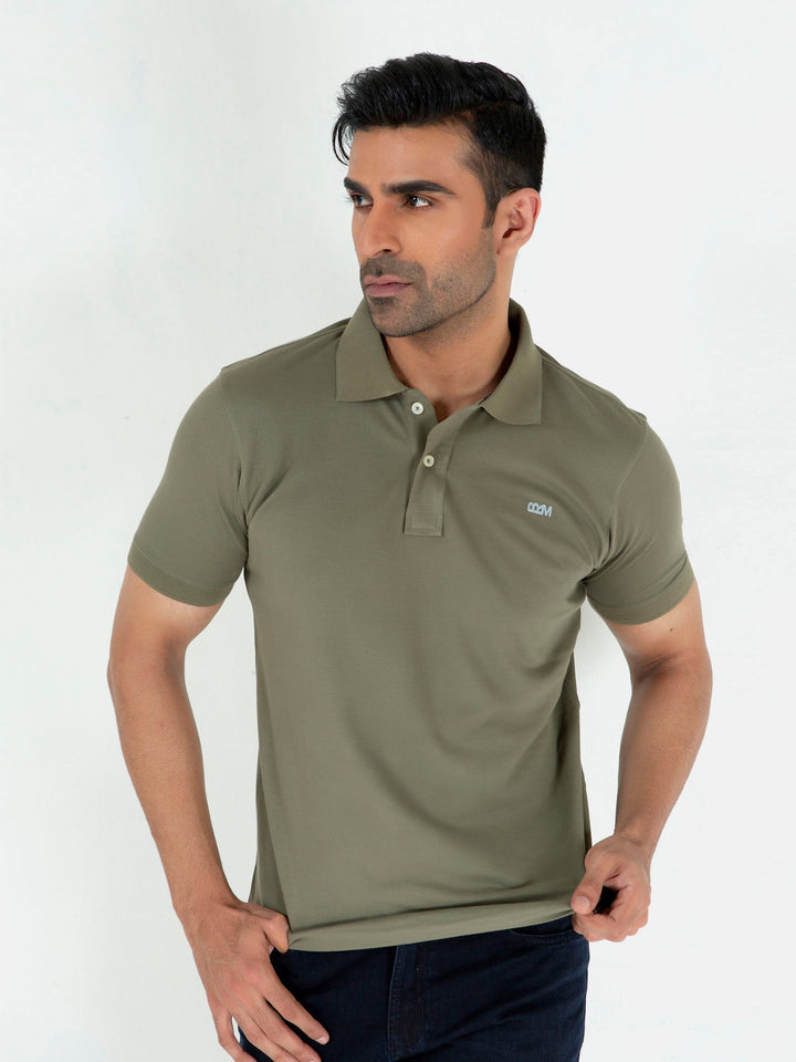 Olive Green Basic Pique Polo Shirt Brumano Pakistan