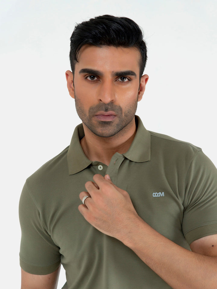 Olive Green Basic Pique Polo Shirt Brumano Pakistan