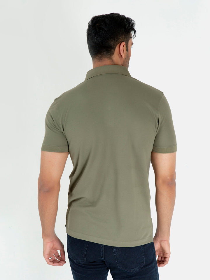 Olive Green Basic Pique Polo Shirt Brumano Pakistan