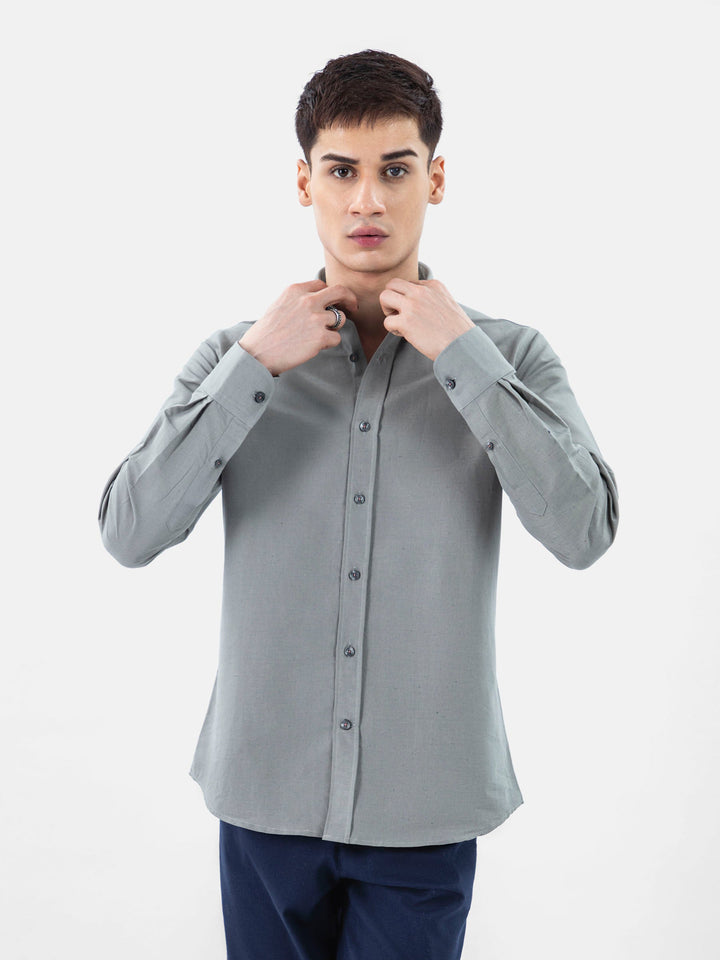 Olive Green Linen Blended Button Down Shirt Brumano Pakistan