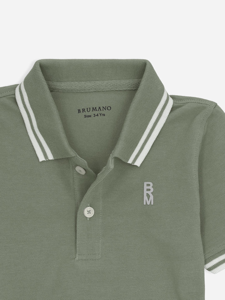 Olive Green Pique Casual Tipped polo Brumano Pakistan