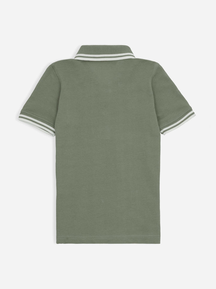 Olive Green Pique Casual Tipped polo Brumano Pakistan