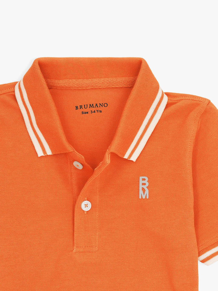 Orange Pique Casual Tipped polo Brumano Pakistan