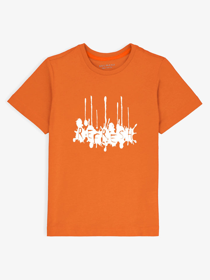 Orange Printed  'Refresh' Casual tee Brumano Pakistan 