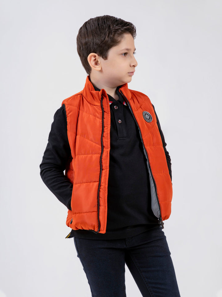 Orange Quilted Sporty Casual Gilet - Unisex Brumano Pakistan