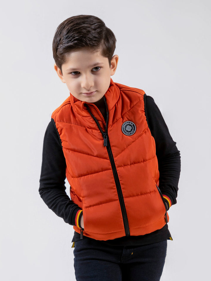 Orange Quilted Sporty Casual Gilet - Unisex Brumano Pakistan