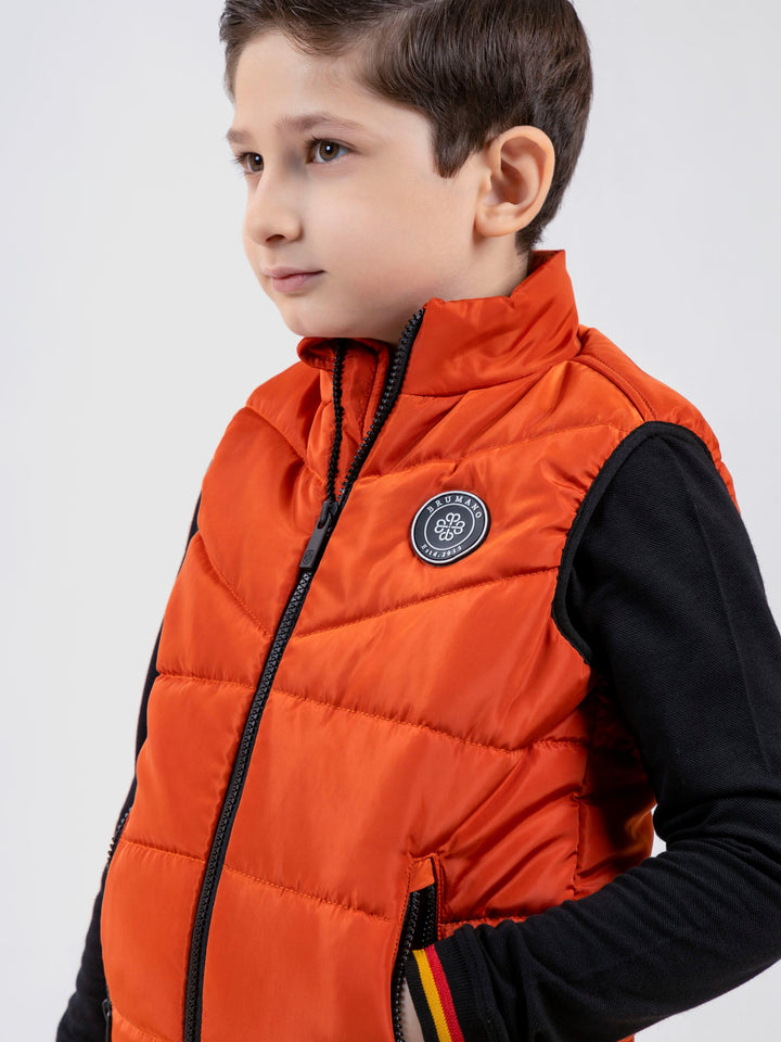 Orange Quilted Sporty Casual Gilet - Unisex Brumano Pakistan