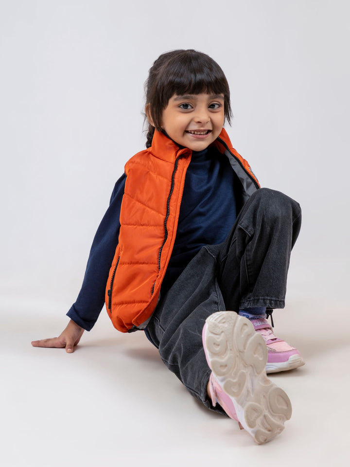 Orange Quilted Sporty Casual Gilet - Unisex Brumano Pakistan