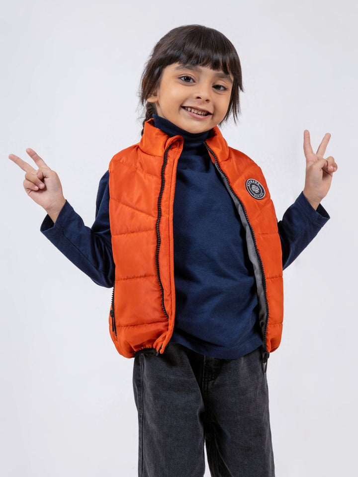 Orange Quilted Sporty Casual Gilet - Unisex Brumano Pakistan