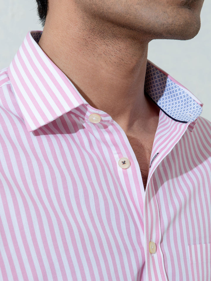 Pink Bengal Striped Shirt Brumano Pakistan