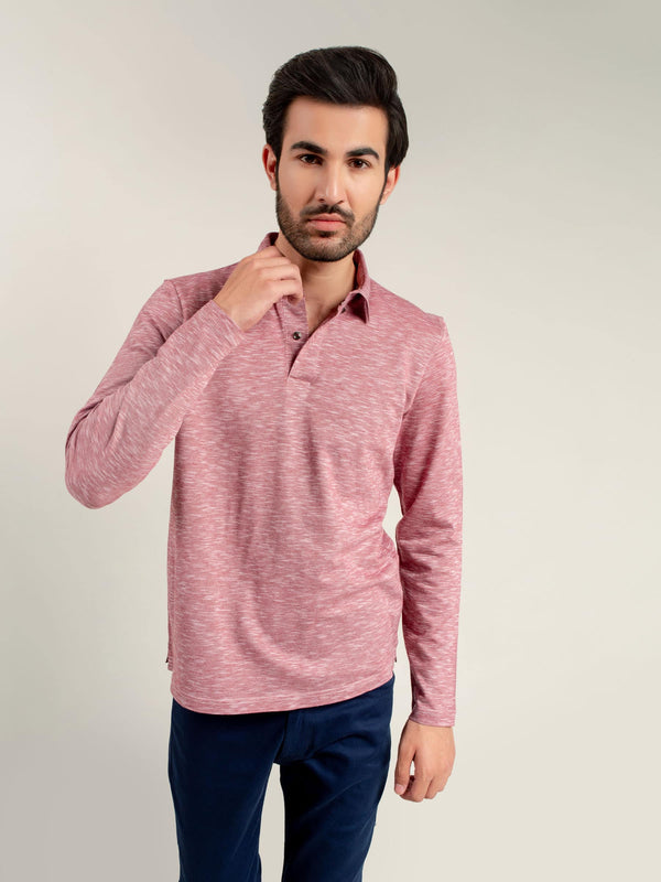 Pink Mercerized Full Sleeves Polo Shirt Brumano Pakistan