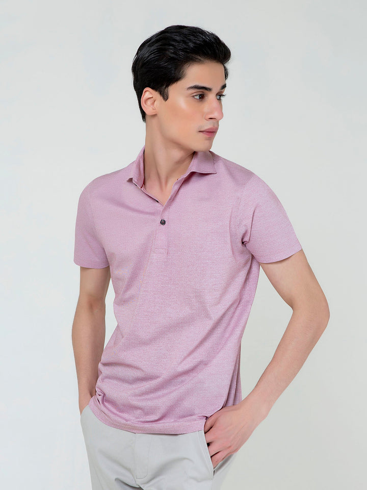 Pink Dobby Mercerized Polo With Cutaway Collar Brumano Pakistan