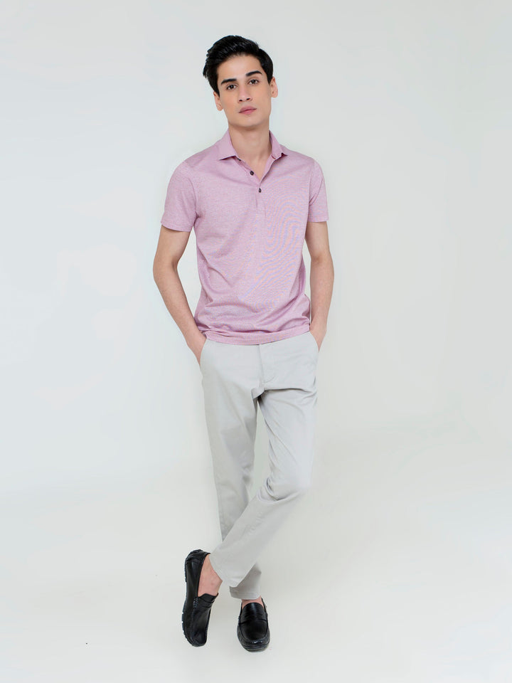 Pink Dobby Mercerized Polo With Cutaway Collar Brumano Pakistan