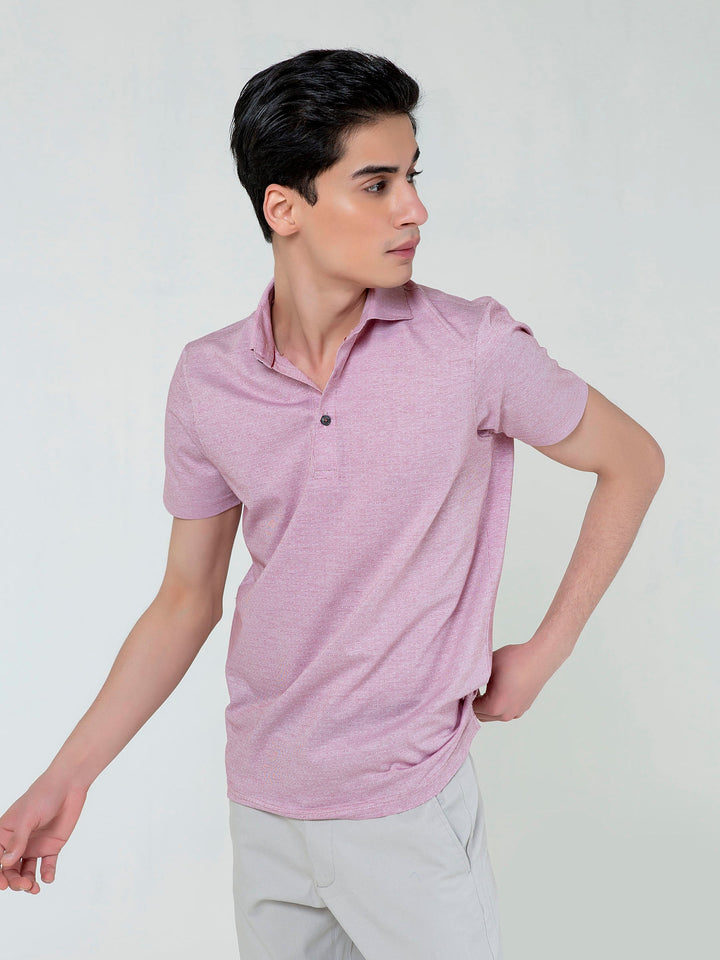 Pink Dobby Mercerized Polo With Cutaway Collar Brumano Pakistan