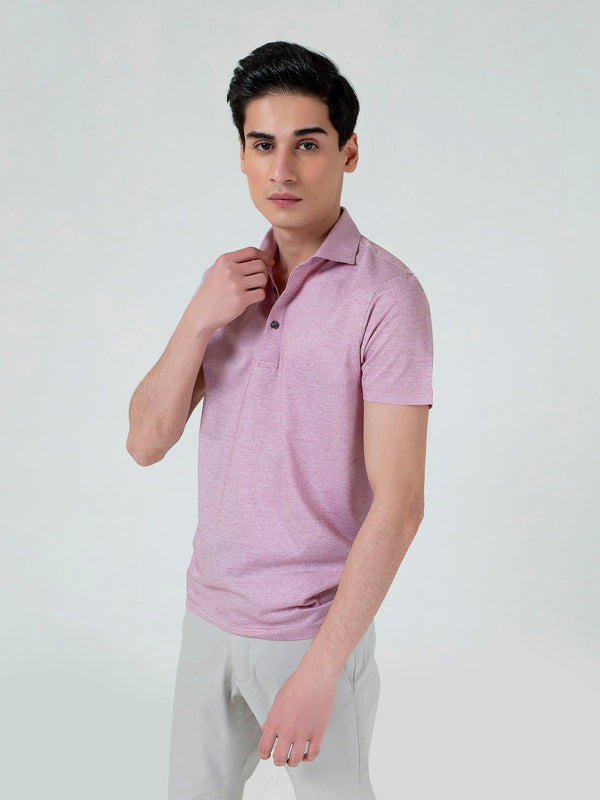 Pink Dobby Mercerized Polo With Cutaway Collar Brumano Pakistan