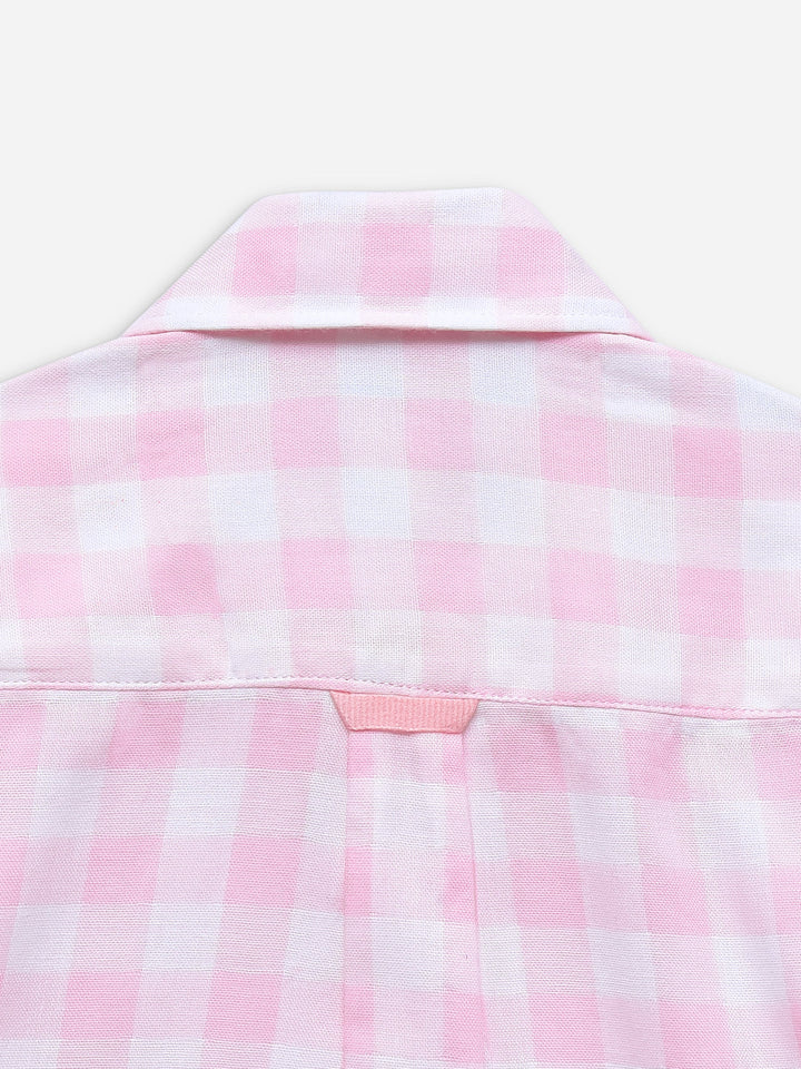 Pink Large Gingham Half Sleeve Casual Shirt Brumano Pakistan