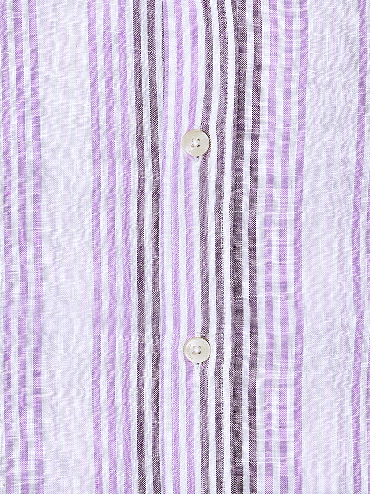 Pink & Purple 100% Linen Striped Shirt Brumano Pakistan