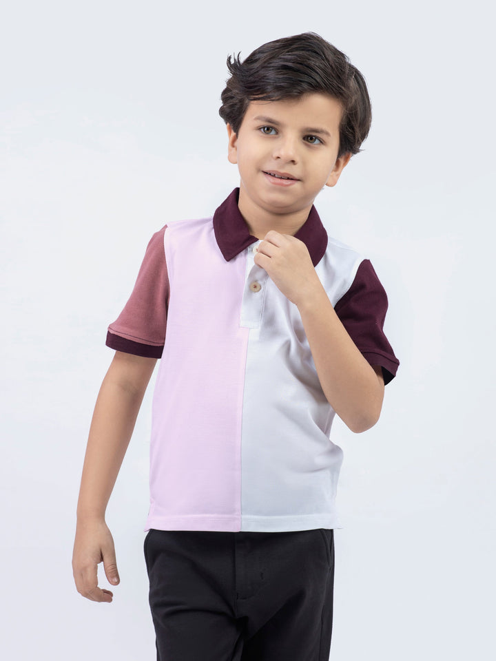 Pink & White Two-Tone Casual Pique Polo Brumano Pakistan