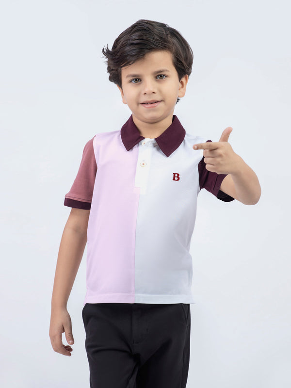 Pink & White Two-Tone Casual Pique Polo Brumano Pakistan